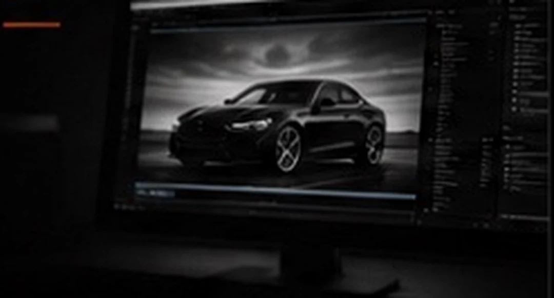 Brand campaign production monitor and cinematic studio treatment